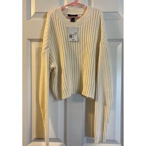 NWT Forever 21 -Ribbed Dropped Sleeve Sweater, Small, Color-Vanilla